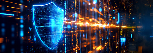 Vision Net Security. Glowing shield