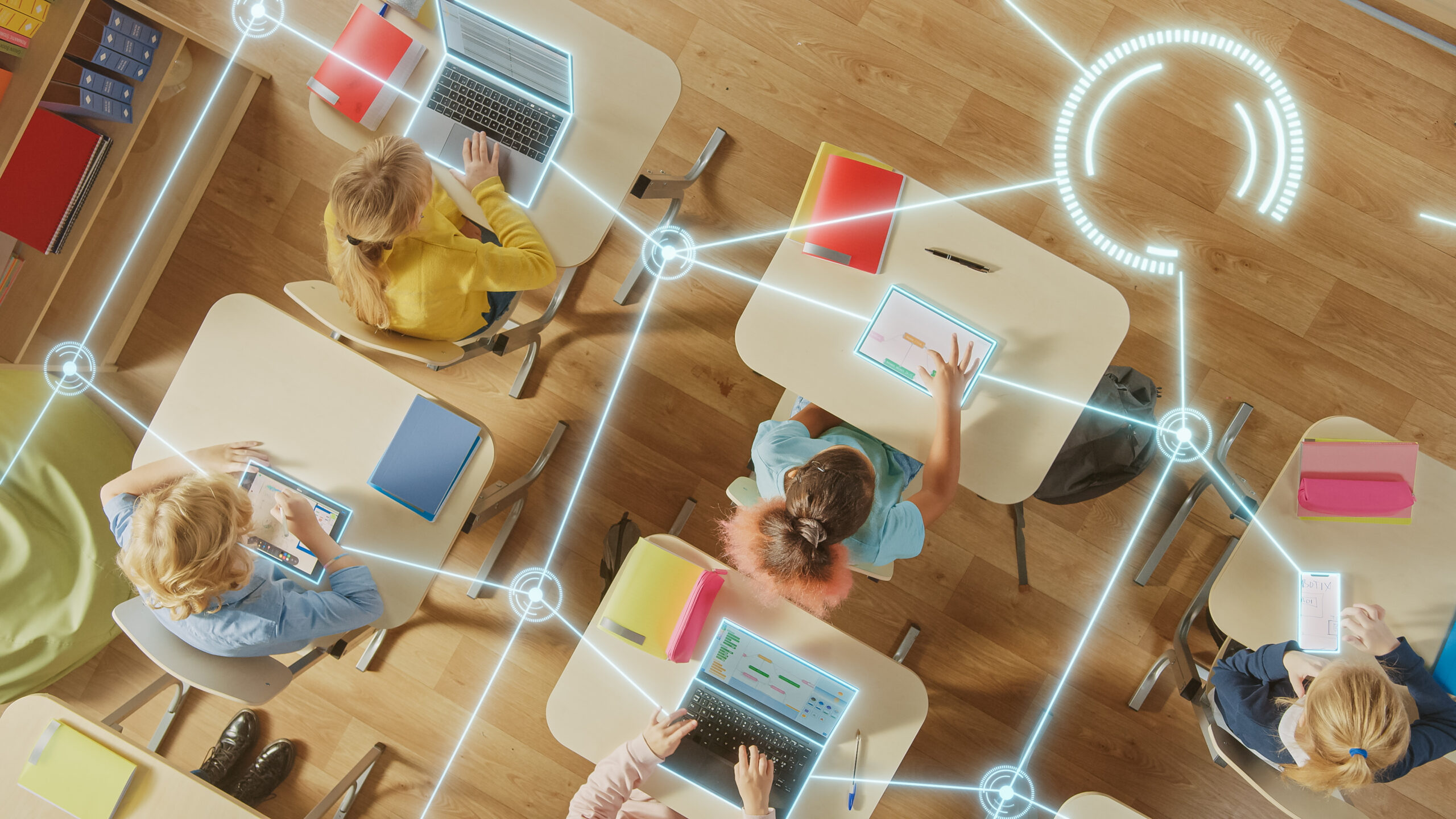 Montana K-12 students using fiber-connected devices in classroom